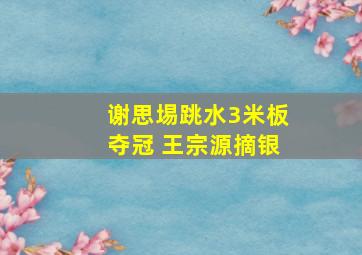 谢思埸跳水3米板夺冠 王宗源摘银